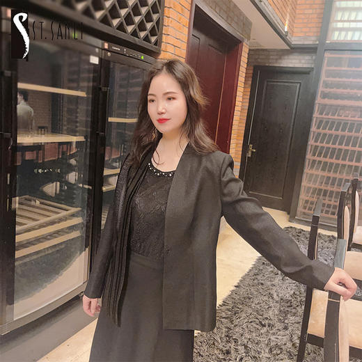 圣三利女装 新款闪耀星光收腰款气质西装外套SL2032109 商品图0