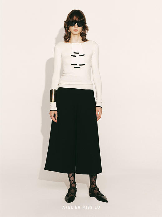 【林中夜】挺括A字宽腿七分裤2300043 商品图3