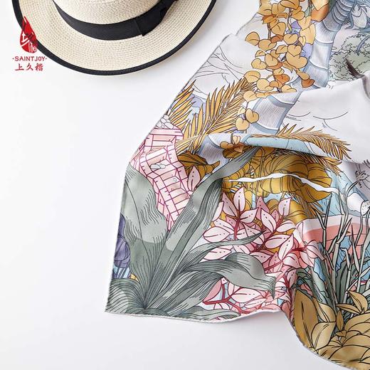 SAINTJOY/上久楷真丝方巾 双面印花真丝方巾  热带雨林  FJS23022 商品图11