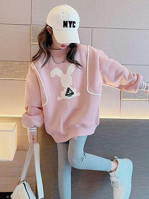 【时尚百搭！圆领卫衣童装】新款女童春秋卫衣，韩版设计，中长款上衣，适合中大童穿着。li 商品图4