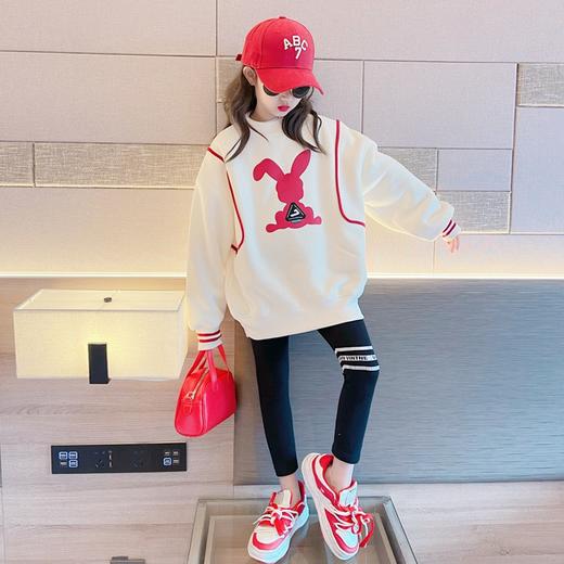 【时尚百搭！圆领卫衣童装】新款女童春秋卫衣，韩版设计，中长款上衣，适合中大童穿着。li 商品图6