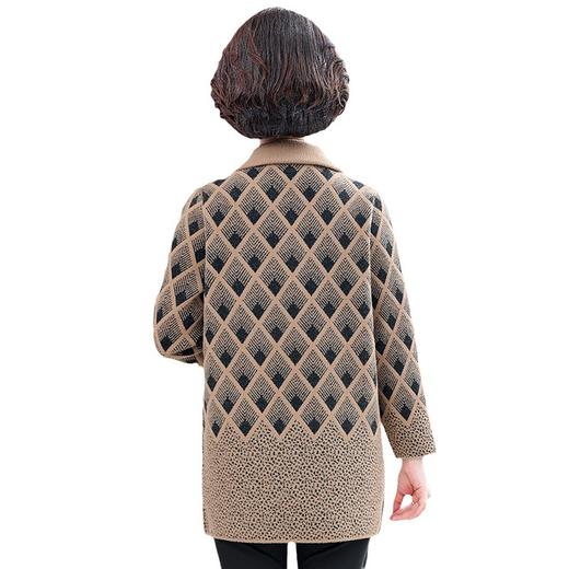 LLQ-23012 中老年人秋冬季外套妈妈装时尚新款中年女大码中长款针织毛呢大衣 商品图4