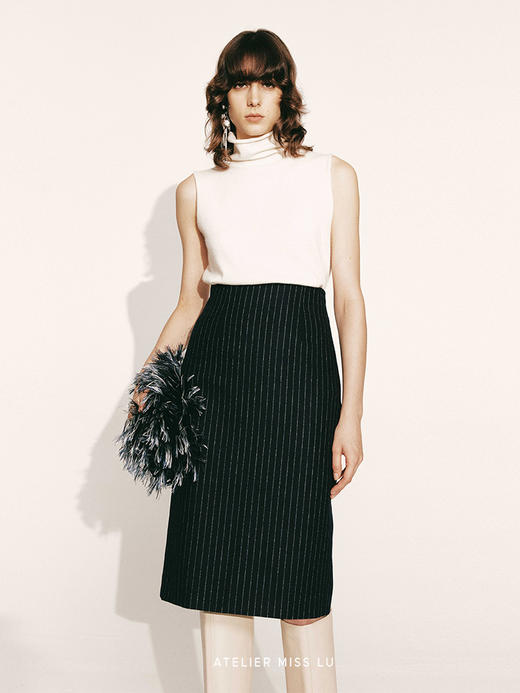 【太平洋深处】绵羊毛直身条纹半裙2300028B 商品图1