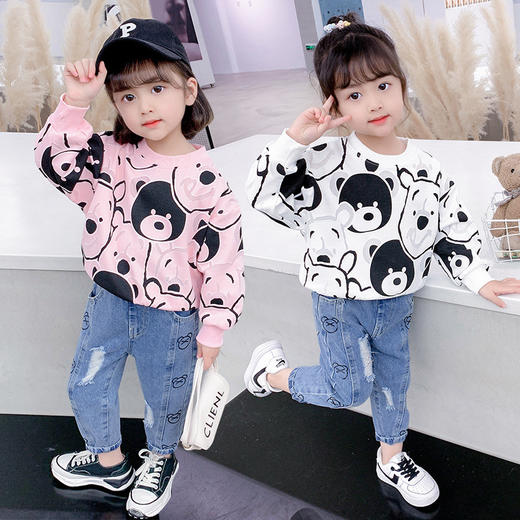 【时尚百搭！可爱卡通圆领上衣】春秋新款儿童卫衣，时尚洋气百搭，女宝宝中小童圆领上衣，可爱卡通小熊lish 商品图3