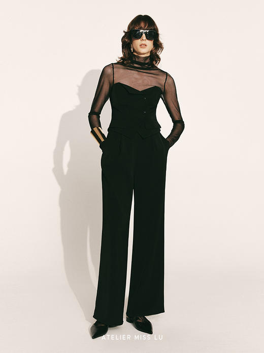 【梦中夜巴黎】抹胸马甲收腰阔腿连体裤230000023A 商品图1