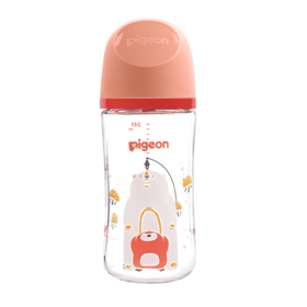 贝亲自然实感III专供款宽口径彩绘玻璃奶瓶240mL
