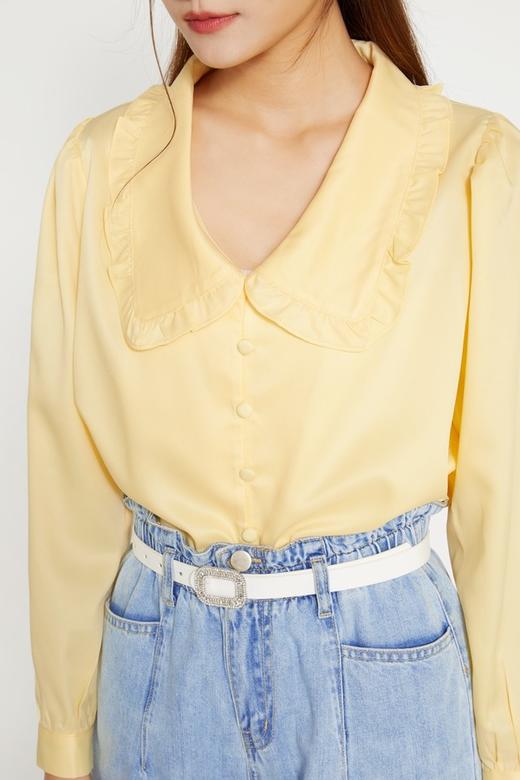 amadella 淡黄色复古娃娃领荷叶边衬衫 9446 商品图3