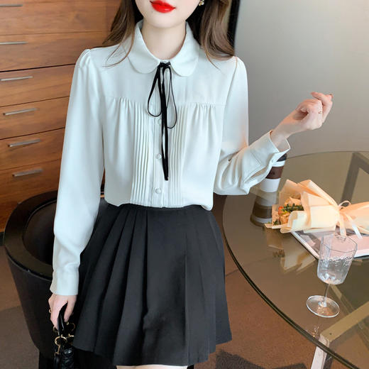 法式通勤娃娃领衬衫，秋装新款蝴蝶结雪纺衫上衣AYL-3051 商品图3
