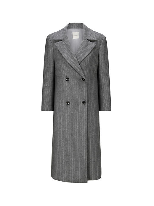 【雨季天空】绵羊毛条纹宽肩廓形长款西装外套230000029B 商品图4