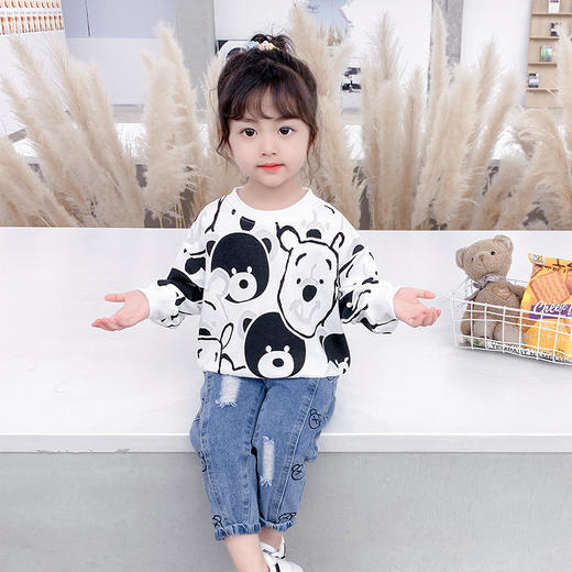 【时尚百搭！可爱卡通圆领上衣】春秋新款儿童卫衣，时尚洋气百搭，女宝宝中小童圆领上衣，可爱卡通小熊lish 商品图5