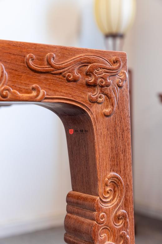 红桥红  家具严选  缅甸花梨(大果紫檀）  【木面 179 螭龙纹四面平 方桌】 商品图7