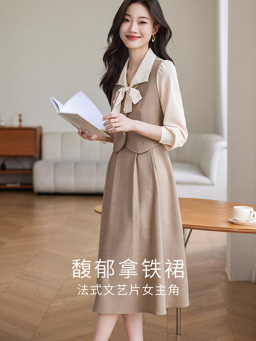 【1件75折,2件73折】熙世界法式气质假两件连衣裙女高级感通勤面试休闲裙子2025秋新款 商品图4