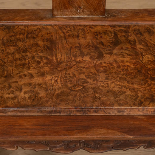 清 红木镶瘿木夔龙纹南官帽椅（一对） 商品图2