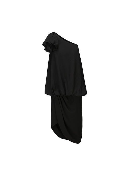 【夜间奢想】肩部花苞造型斜肩低腰连衣裙23000048A 商品图4