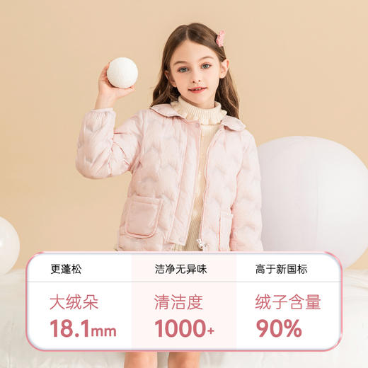 女童轻薄羽绒服2023秋冬新款童装90鹅绒中大童自发热儿童短款外套 商品图1