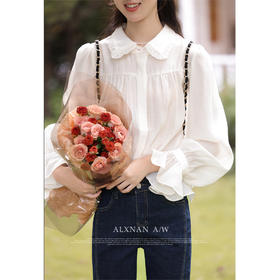 鹿向南《少女白水晶》学院风翻领气质衬衫女独特别致上衣LXN31211