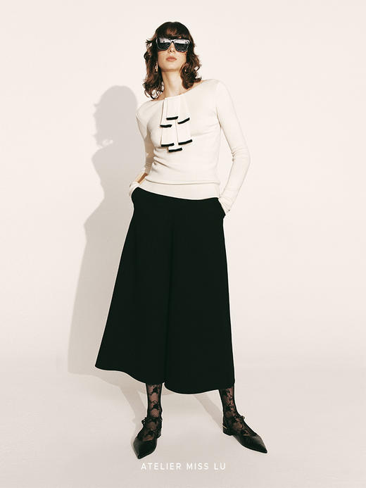 【林中夜】挺括A字宽腿七分裤2300043 商品图1