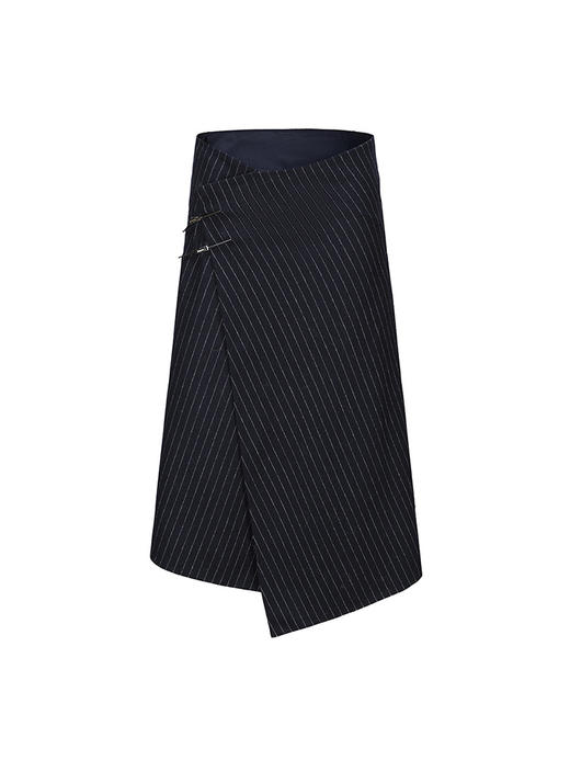 【深海奇缘】不规则下摆绵羊毛条纹西装裹身裙2300037A 商品图4