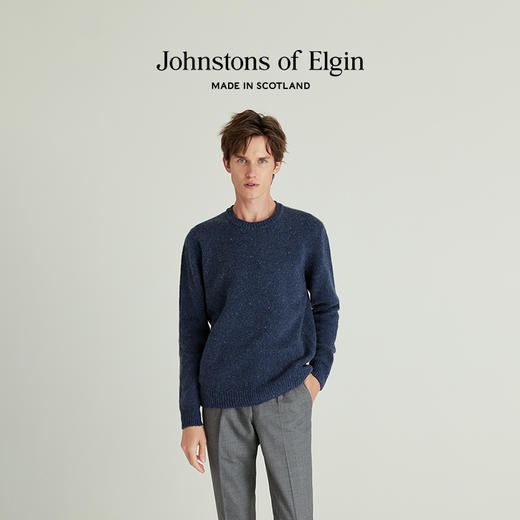 Johnstons of Elgin男士雪花款厚织圆领套头衫 商品图0