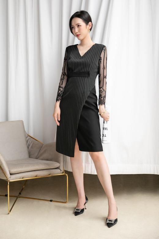 Le Malene 蕾丝袖子拼接连衣裙 12906 商品图0