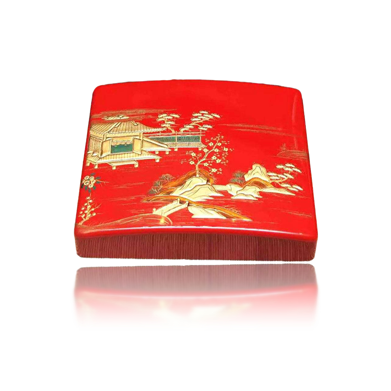 【梵谷漆器】亭台楼阁堆漆彩绘食盒