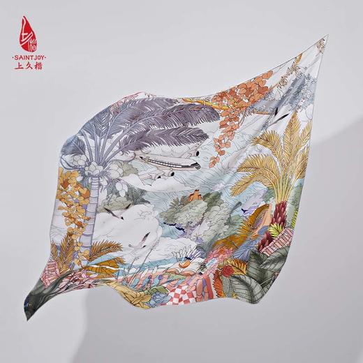 SAINTJOY/上久楷真丝方巾 双面印花真丝方巾  热带雨林  FJS23022 商品图7