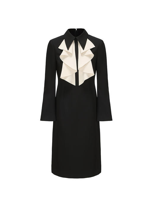 【高歌】几何折叠撞色拼接微喇袖口收腰连衣裙23000059 商品图4