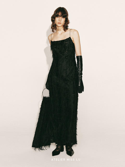 【星光之舞】纤细羽毛流苏吊带连衣裙230000018 商品图1