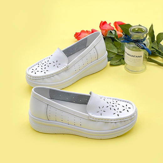 内联升女鞋医务用鞋批量采购工作鞋护士鞋女式牛皮护士鞋（打孔）1351C 商品图4