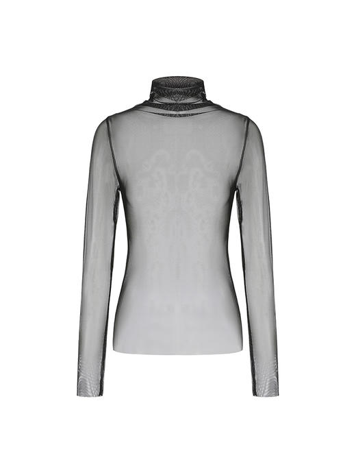 【夜琉璃】透肤弹力网纱高领上衣230037A 商品图4