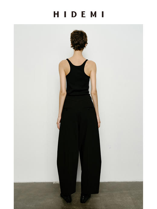 HIDEMI 极简大圆领弹力针织自然棉细肩带背心 商品图8