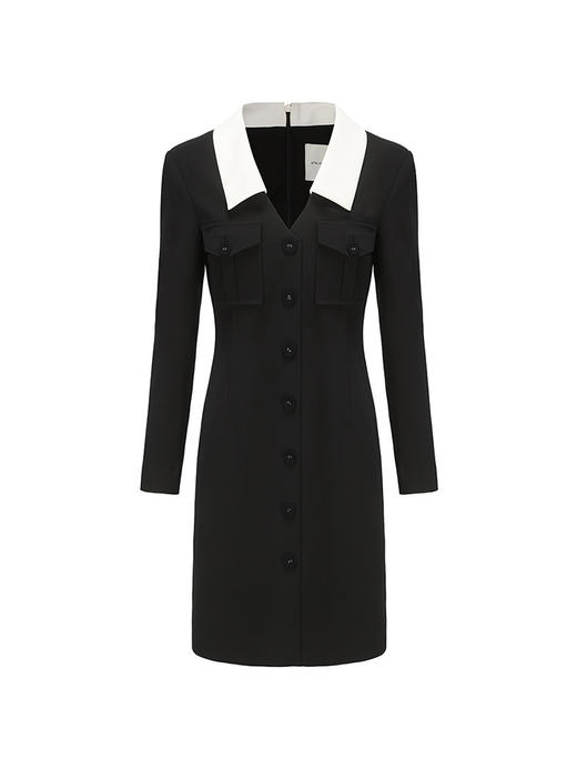 【罗马假日】长排纽扣垫肩修身连衣裙23000056 商品图4