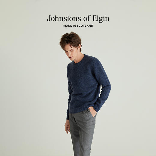 Johnstons of Elgin男士雪花款厚织圆领套头衫 商品图1