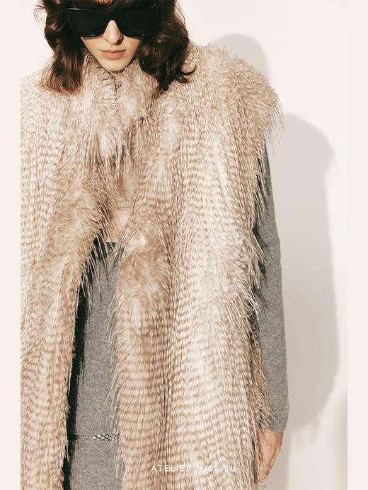 【雪山麋鹿】立领长毛渐变环保皮草马甲230060 商品图3