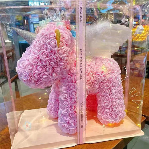 【38女神节】小熊玫瑰独角兽永生花礼盒装 节日礼物送朋友闺蜜爱人 商品图1