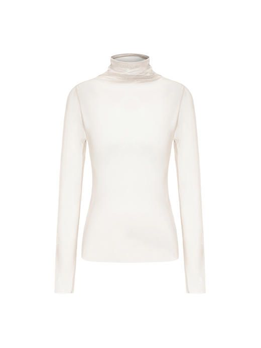 【月光独奏】透肤弹力网纱高领上衣230037C 商品图4