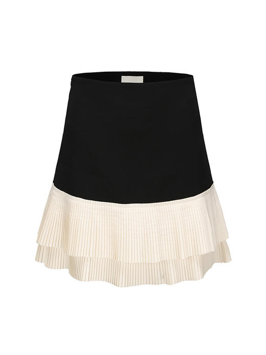【杏仁奶心】双层百褶撞色拼接A字短裙2300033 商品图4