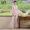 IWY/粉色设计感收腰显瘦系带长袖西装喇叭裤时尚套装女秋季新款CP1841 商品缩略图2