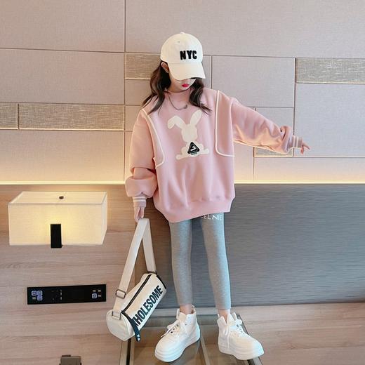 【时尚百搭！圆领卫衣童装】新款女童春秋卫衣，韩版设计，中长款上衣，适合中大童穿着。li 商品图5