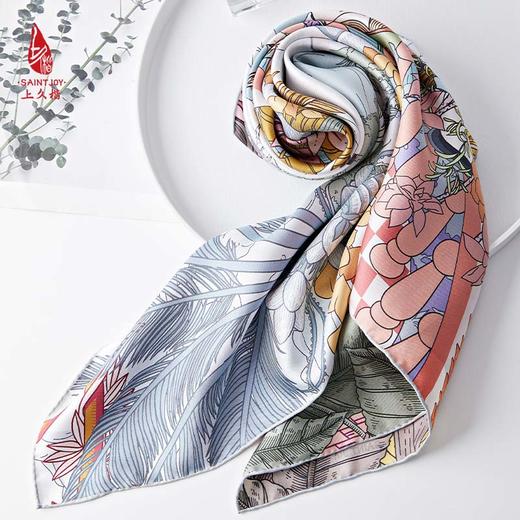 SAINTJOY/上久楷真丝方巾 双面印花真丝方巾  热带雨林  FJS23022 商品图8