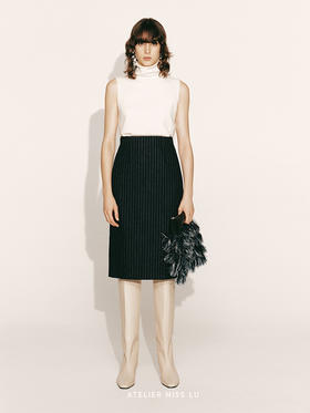 【太平洋深处】绵羊毛直身条纹半裙2300028B