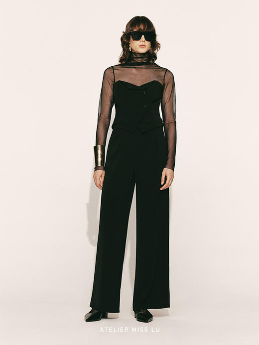 【梦中夜巴黎】抹胸马甲收腰阔腿连体裤230000023A 商品图0