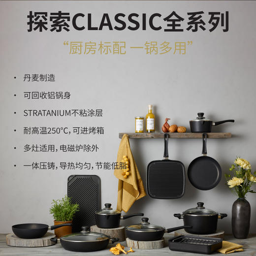 丹麦进口SCANPAN Classic带盖煎不粘煎锅家用燃气适用无油烟家用 商品图1