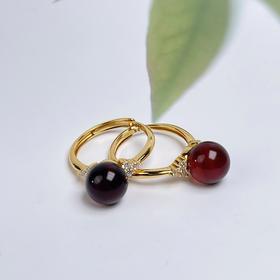 琥珀戒指-缅珀血珀圆珠