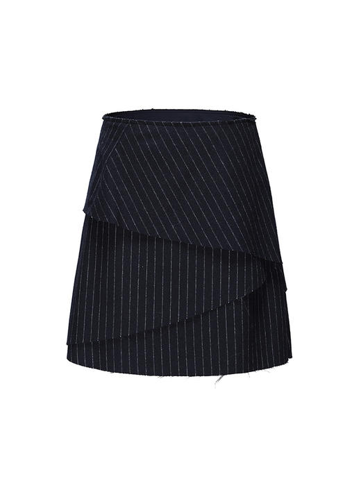 【深海波澜】绵羊毛层次拼接毛边条纹半裙2300031A 商品图4