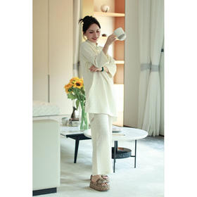 【抖音专属】中式小衫（23810427-凝脂）+阔腿裤（23809428-凝脂）