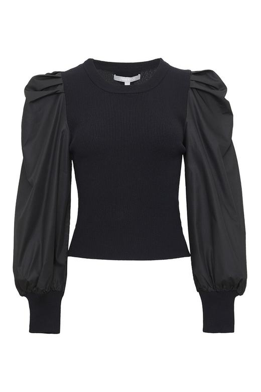 URBAN REVIVO 黑色休闲泡泡袖上衣 9615 商品图8