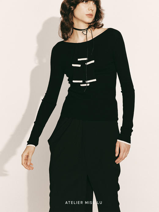 【彗星】撞色飘片设计羊绒上衣230042A 商品图3