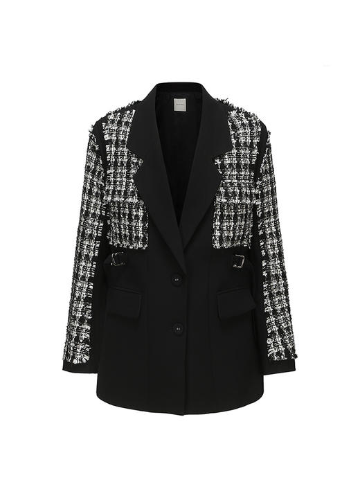 【夜之光辉】粗花呢拼接可收腰西装外套230047A 商品图4