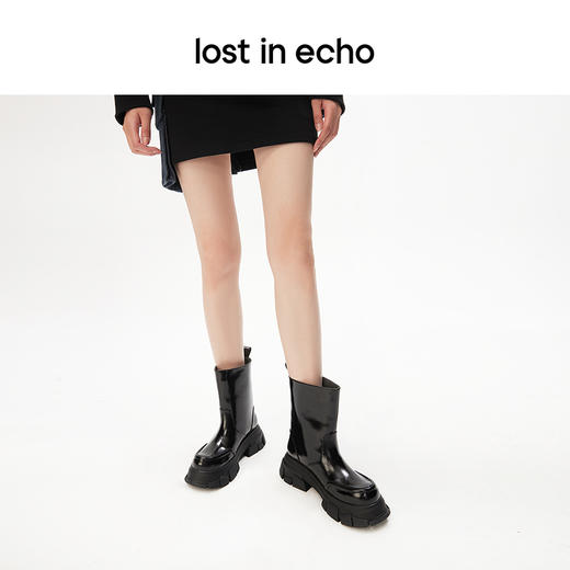 [捡漏价]lost in echo设计师品牌美拉德厚底增高显瘦宽筒靴子碎石底短靴女 商品图4